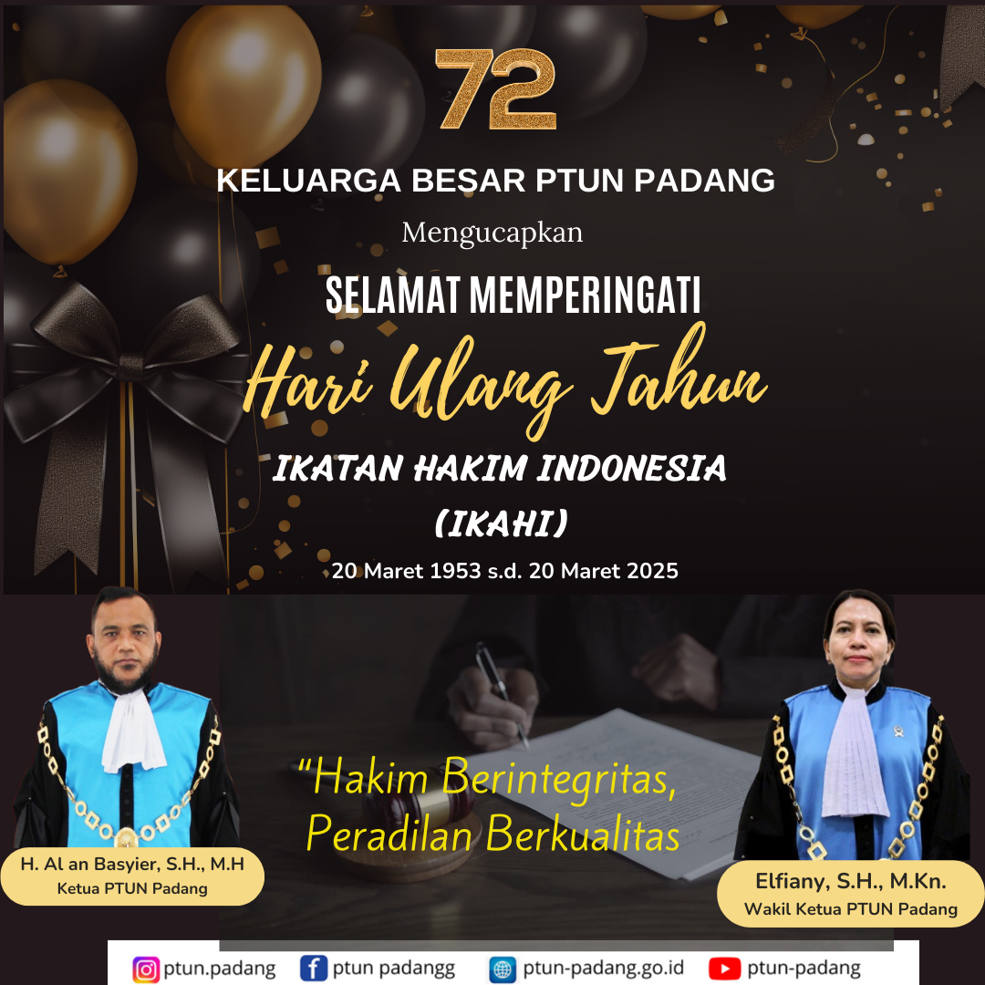 Selamat Hari Ulang Tahun Ikatan Hakim Indonesia yang ke 72