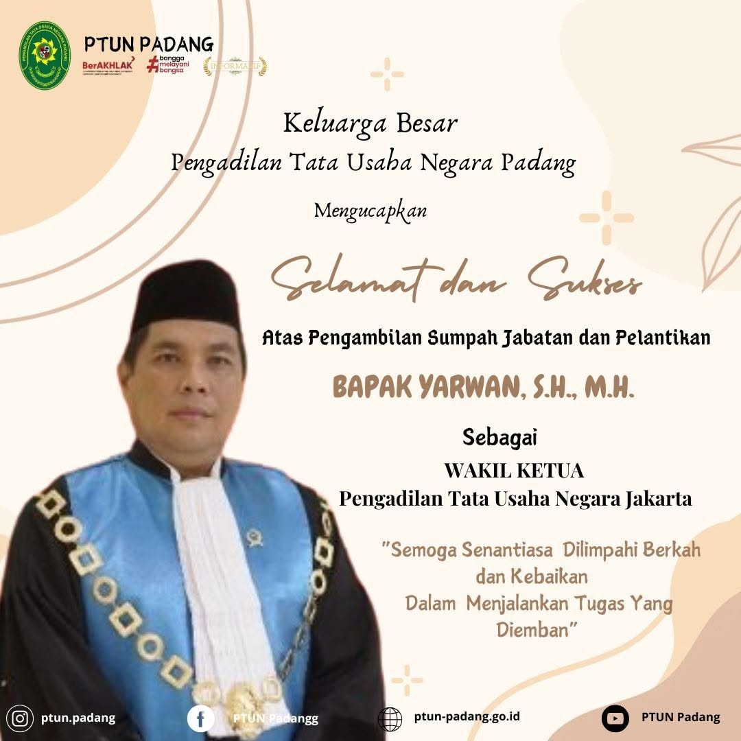 Pengambilan Sumpah Jabatan dan Pelantikan Bapak YARWAN, S.H., M.H.